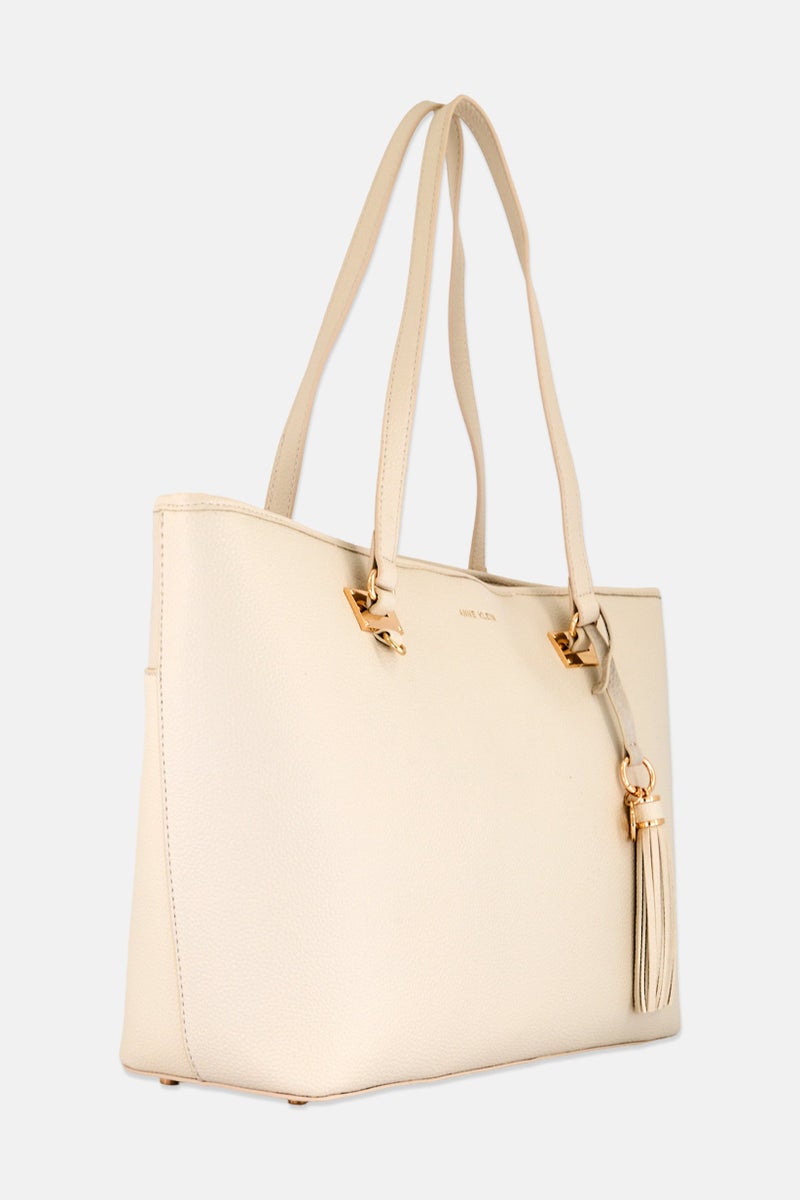 ANNE KLEIN Women Brand Logo Tote Bag with Pouch, Off White - Image 2